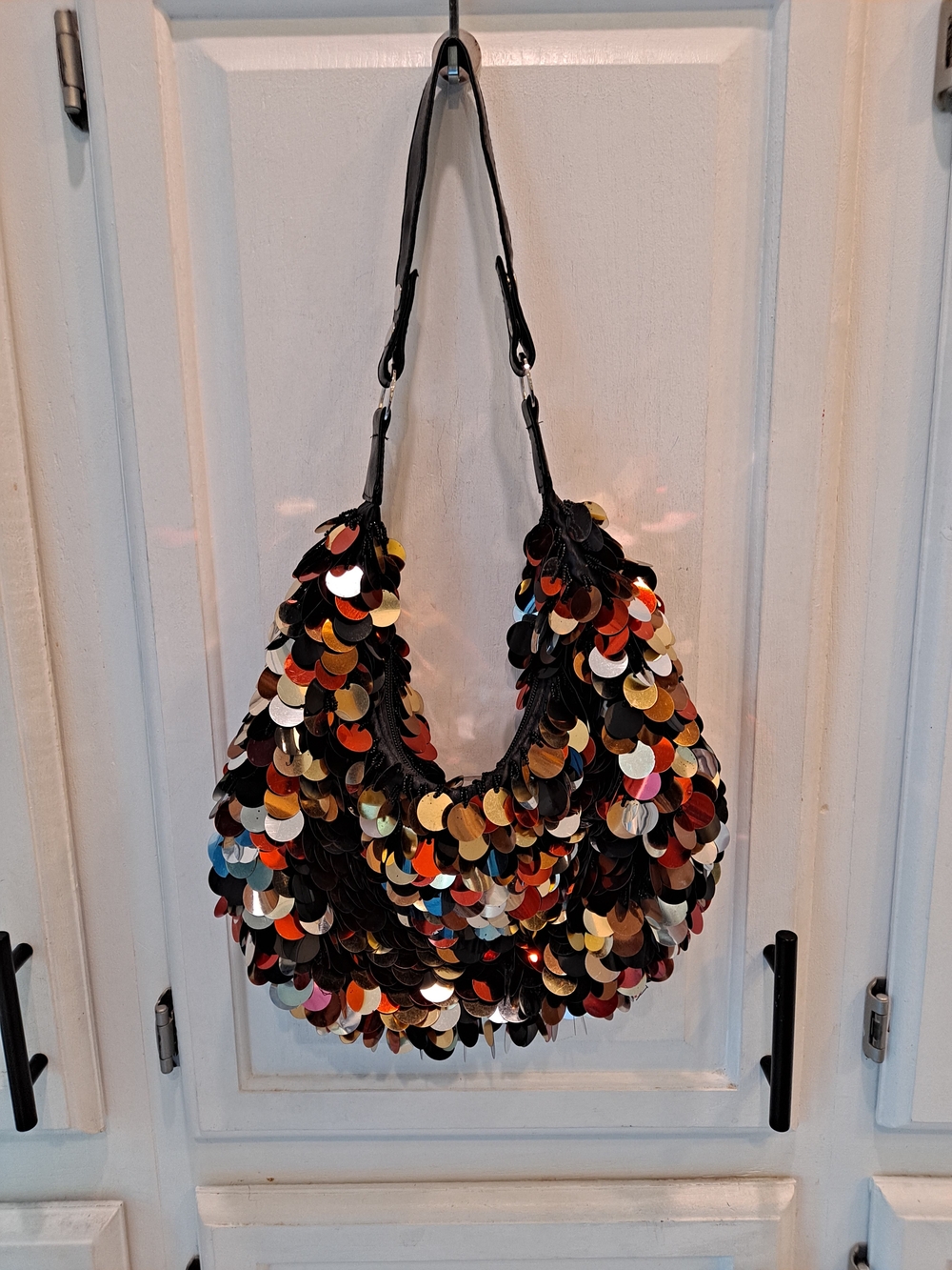 Vintage Y2k Bling Multicolor Paillette Sequin Slouchy Crescent Shimmery Hobo Bag
